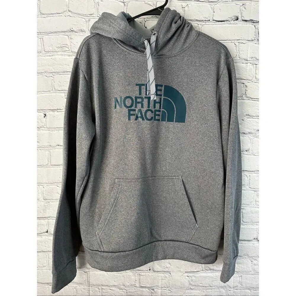 The North Face Half Dome Pullover Hoodie Men’s Medium Gray Teal Logo